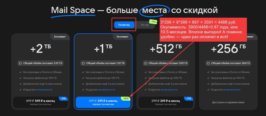 Заказать Облако на 1 ТБ